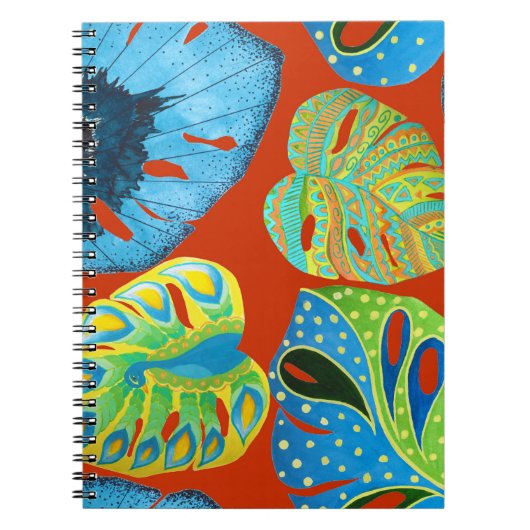 Tropical Chic: naadloos bladpatroon. Notitieboek (Voorkant)