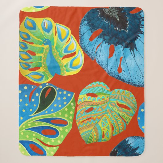 Tropical Chic: naadloos bladpatroon. Sherpa Deken (Voorkant)