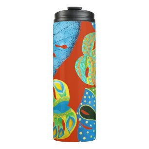 Tropical Chic: naadloos bladpatroon. Thermosbeker