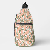 Tropical Chic Roze en Groen Gepersonaliseerd Sling Bag (Voorkant)