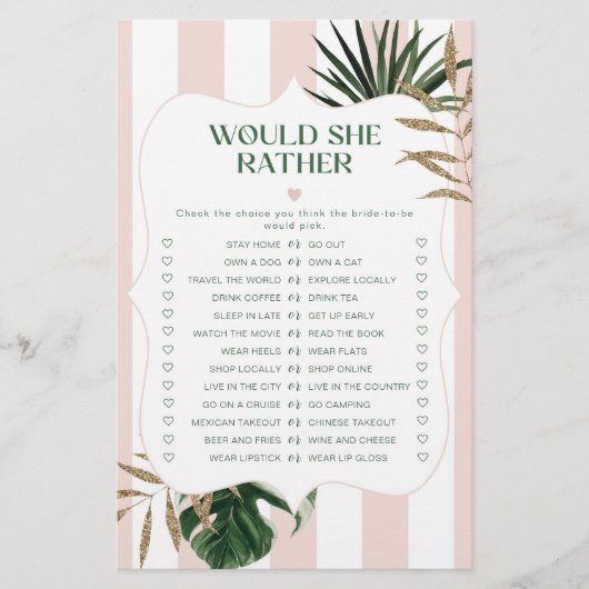 Tropical chic Zou ze liever bruids spel (Voorkant)