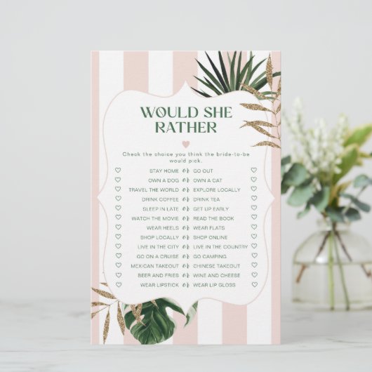 Tropical chic Zou ze liever bruids spel (Staand voorkant)