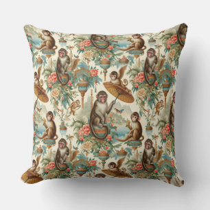 Tropical Chinoiserie Monkeys Kussen