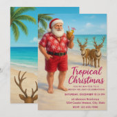 Tropical Christmas Beach Party Invitation Kaart (Voorkant / Achterkant)