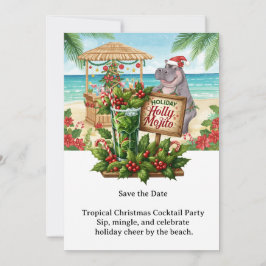 Tropical Christmas Cocktail Party Invitation Kaart