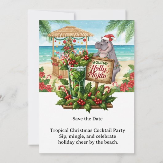 Tropical Christmas Cocktail Party Invitation Kaart (Voorkant)
