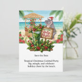 Tropical Christmas Cocktail Party Invitation Kaart (Staand voorkant)