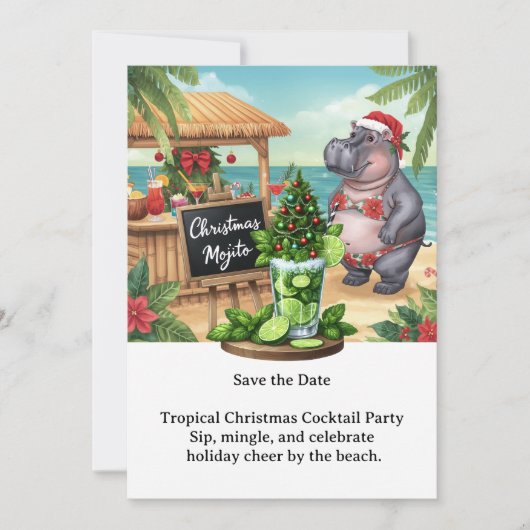 Tropical Christmas Cocktail Party Invitation  Kaart (Voorkant)