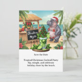 Tropical Christmas Cocktail Party Invitation  Kaart (Staand voorkant)