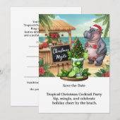 Tropical Christmas Cocktail Party Invitation  Kaart (Voorkant / Achterkant)