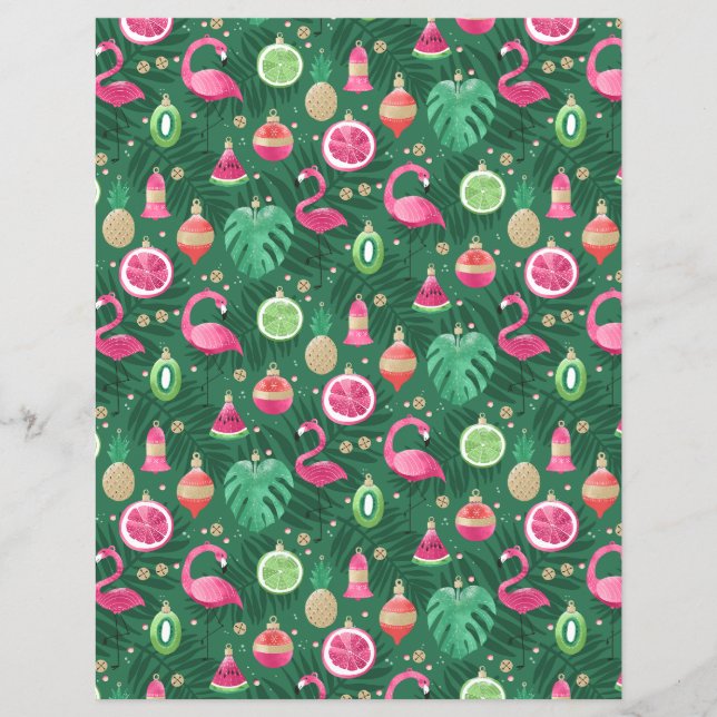 Tropical Christmas Decorations Scrapbook Paper (Voorkant)