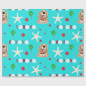 Tropical Christmas Dog Wrapping Paper Roll Cadeaupapier (Vlak)