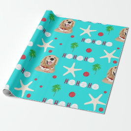 Tropical Christmas Dog Wrapping Paper Roll Cadeaupapier