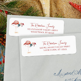 Tropical Christmas Flamingo Retouradres Etiket