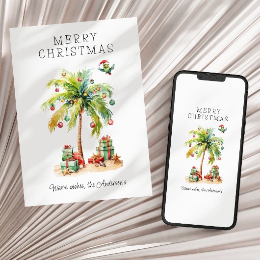 Tropical Christmas Flat Holiday Kaart