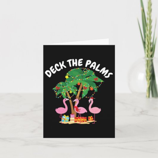 Tropical Christmas Florida Flamingo Deck De Palmen Kaart (Voorkant)