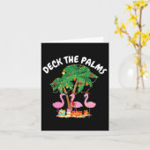 Tropical Christmas Florida Flamingo Deck De Palmen Kaart (Gele Bloem)