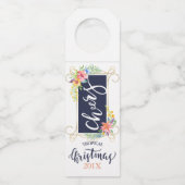 Tropical Christmas Flowers Typografie & Lijst Flessenhanger (Achterkant)