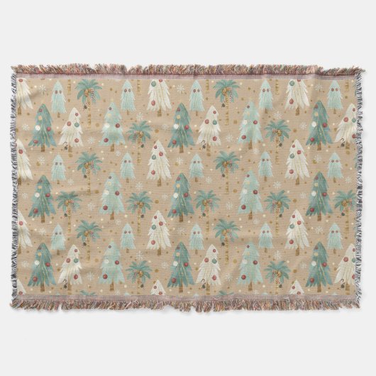 Tropical Christmas Fusion Festive Palm & Pine Tree Deken (Voorkant)
