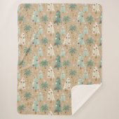 Tropical Christmas Fusion Festive Palm & Pine Tree Sherpa Deken (Voorkant)