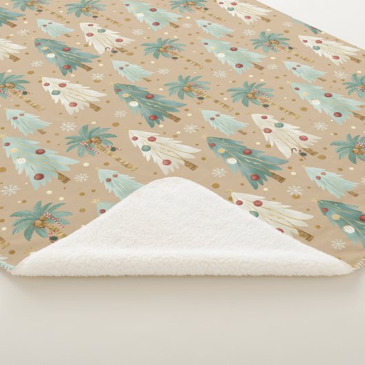 Tropical Christmas Fusion Festive Palm & Pine Tree Sherpa Deken (3/4)