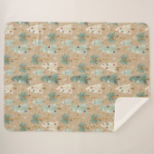 Tropical Christmas Fusion Festive Palm & Pine Tree Sherpa Deken (Voorkant (horizontaal))