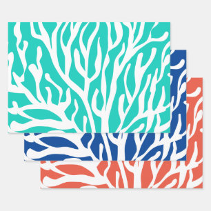 Tropical Christmas in juli wit zee koraalprint Inpakpapier Vel