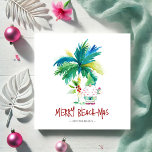 Tropical Christmas Kaart Notitiekaartje<br><div class="desc">Deze beachy kerst wenskaarten zijn voorzien van een eilandgeïnspireerde exotische palmboom en leuke kerstvakantie. De woorden "Merry Beach-mas" worden in handschrift geschreven. Gebruik de sjabloon velden om uw persoonlijke groet toe te voegen. Een charmante keuze om naar vrienden en familie te sturen dit vakantieseizoen. Als u op zoek bent naar...</div>