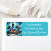 Tropical Christmas Lighthouse retouradres Etiket (Insitu)