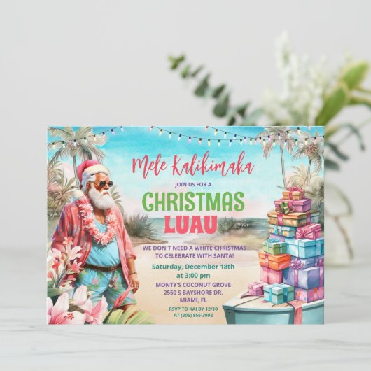 Tropical Christmas Luau uitnodiging (Staand voorkant)