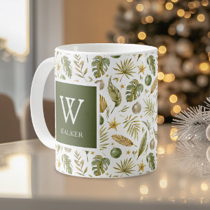 Tropical Christmas Monogram Naam Koffiemok