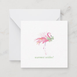 Tropical Christmas Notecard Waterverf Flamingo Notitiekaartje