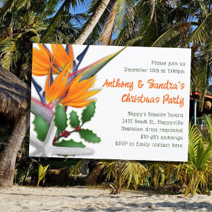 Tropical Christmas Party Bird of Paradise Bloemen Kaart