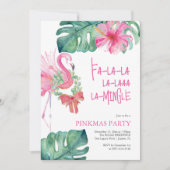 Tropical Christmas Party Waterverf Flamingo Feestdagenkaart (Voorkant)