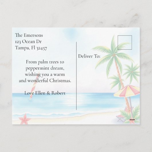 Tropical Christmas Personalized Feestdagenkaart (Achterkant)