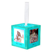 Tropical Christmas Photos Cube Wood Ornament (Voorkant hoekig)