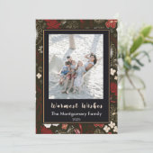 Tropical Christmas Red Hibiscus Palm Warm Wishes Feestdagenkaart (Staand voorkant)