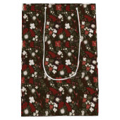 Tropical Christmas Red Sage Black Hibiscus Floral Medium Cadeauzakje (Achterkant)