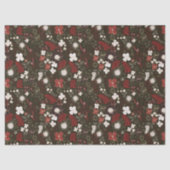 Tropical Christmas Red Sage Black Hibiscus Floral Tissuepapier (Voorkant)