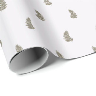 Tropical Christmas Sage Green White Palm Leaf Cadeaupapier