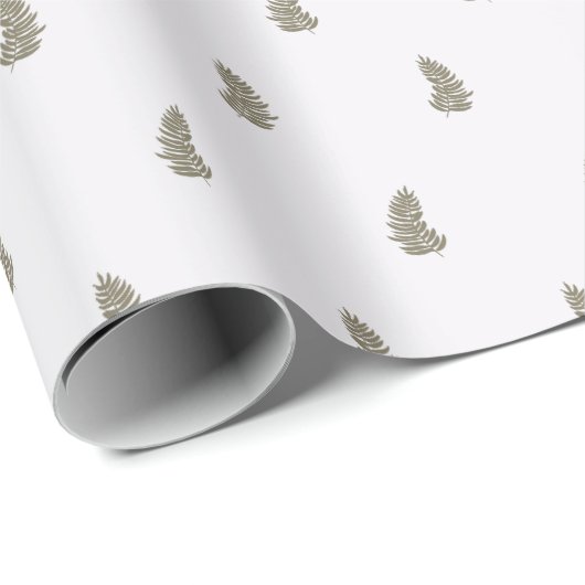 Tropical Christmas Sage Green White Palm Leaf Cadeaupapier (Rol Hoek)