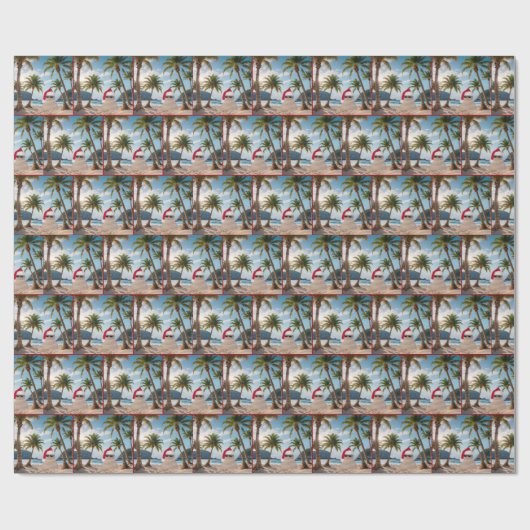 Tropical Christmas Sand Man Cadeaupapier (Vlak)