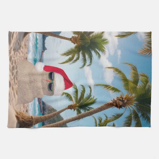 Tropical Christmas Sand Man Theedoek (Horizontaal)