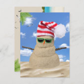 Tropical Christmas Sand Snowman Briefkaart (Voorkant / Achterkant)