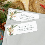 Tropical Christmas Starfish Retouradres Etiket<br><div class="desc">Deze tropische strand kerstretour adreslabels zijn voorzien van 3 zeesterren versierd met waterverf hulst bladeren,  bessen,  en dennentakjes,  met een modern stijlvol script lettertype voor de naam.</div>