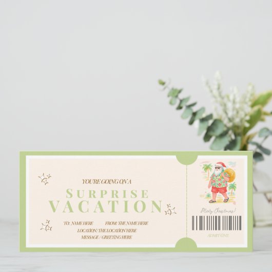 Tropical  Christmas Surprise Trip Voucher Kaart (Staand voorkant)