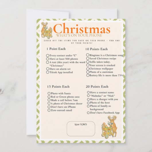 Tropical Christmas What's On your phone game card Kaart (Voorkant)