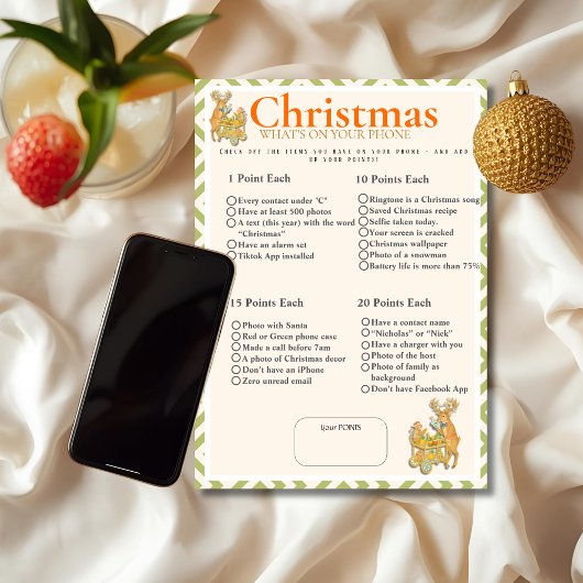 Tropical Christmas What's On your phone game card Kaart