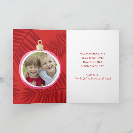 Tropical Christmas Wreath Custom Foto Gevouwen Feestdagen Kaart (Binnen)