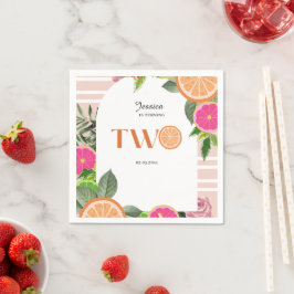 Tropical Citrus Baby tweede verjaardag Waterverf Servet